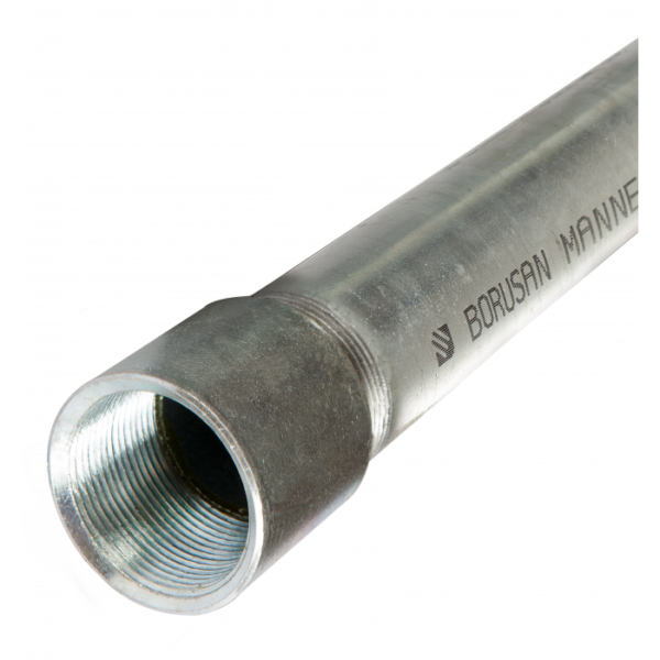 1/2" GALVANİZLİ DİŞLİ MANŞONLU BORU